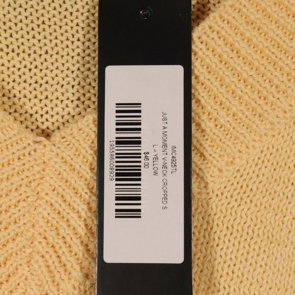 NWT Just a Moment Light Yellow V-Neck Cropped Sweater - Picture 8 of 15